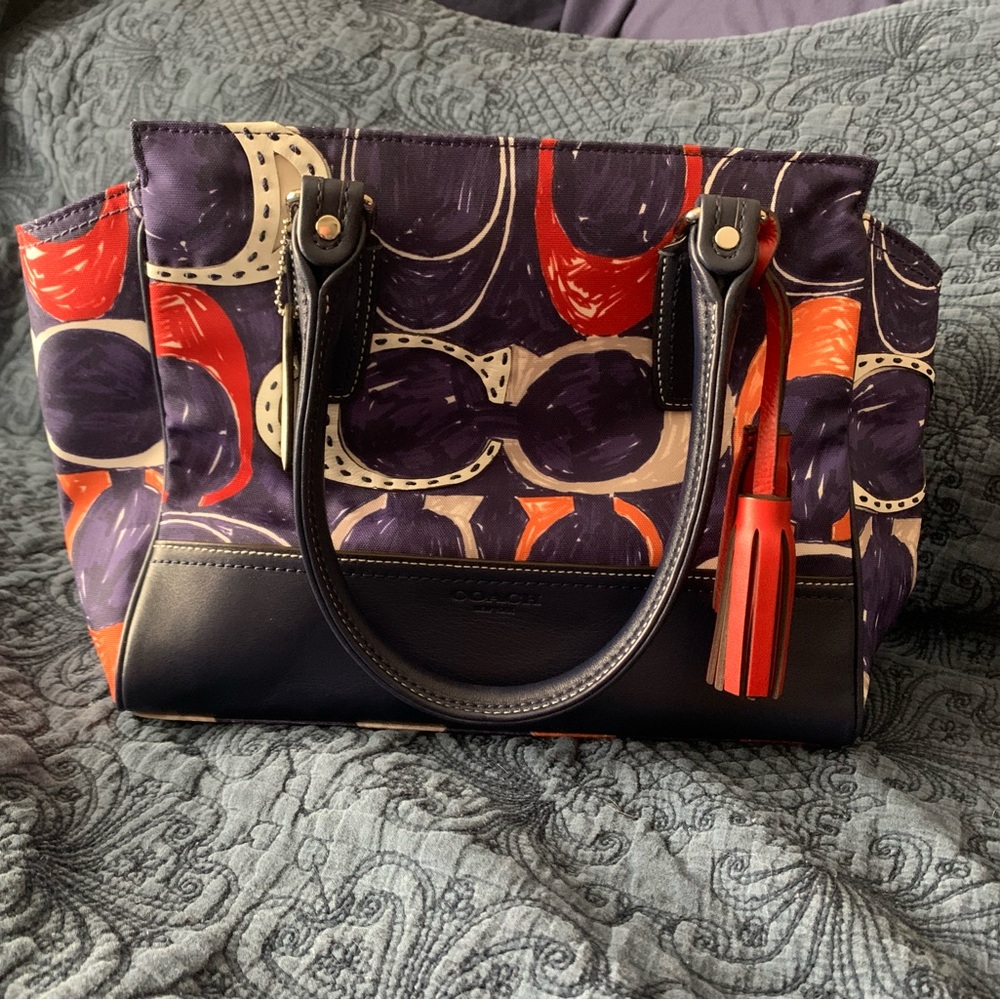 Coach NWT handbag navy/ multi color.